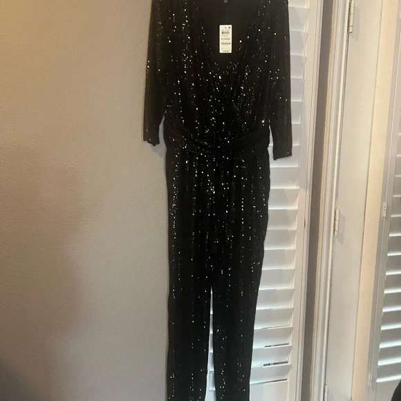INC International Concepts Black Sequin Jumpsuit. NWT. Excellent condition. - Picture 12 of 13